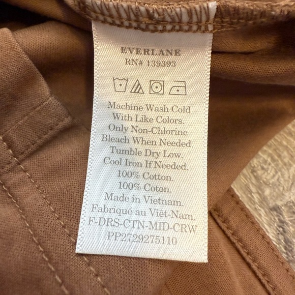 Everlane The Luxe Cotton Side Slit Tee Dress Brown Medium - Picture 7 of 8